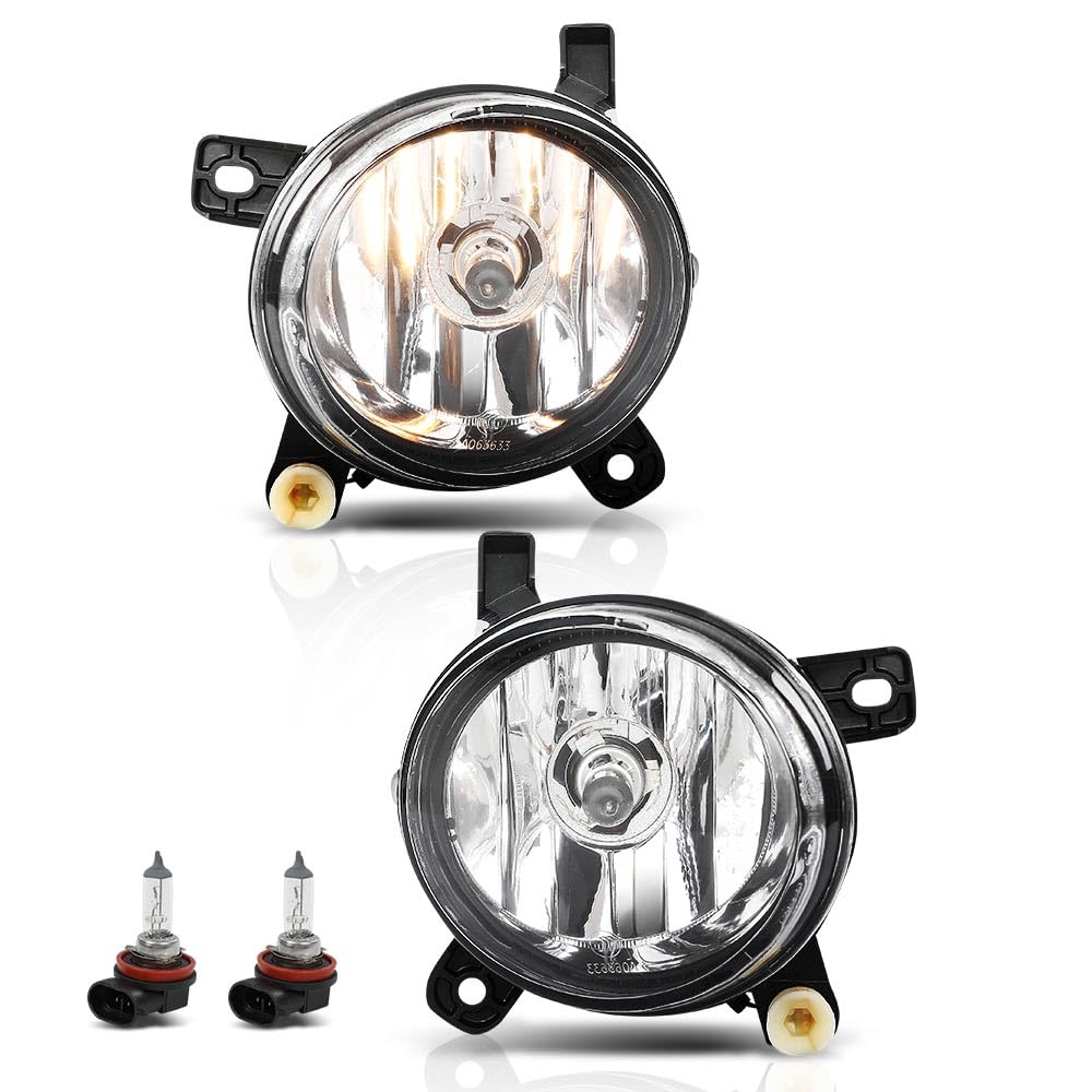 Front Fog Lights Lamps Pair Clear Lens Black Housing Compatible with Audi A4 S4 2009-2012/ A6 2009-2011/ Q5 2009-2014/ Allroad 2012-2015