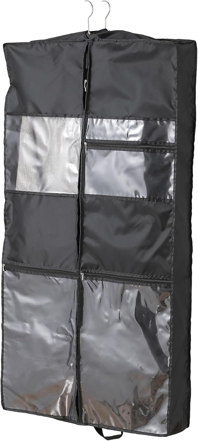 2 Packs Breathable Hanging Garment Bags for Clothes & Suits - 35" Fabric Suit Bags for Closet Storage, Garment Covers for Coats, Dresses, Jackets, Shirts, Wardrobe Protector (ecru)