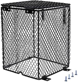 Reptile Heating Lamp Guard Ceramic Heat Bulb Lampshade, Amphibians Anti-hot Cage for Lizard Turtle Snake Birds, Square