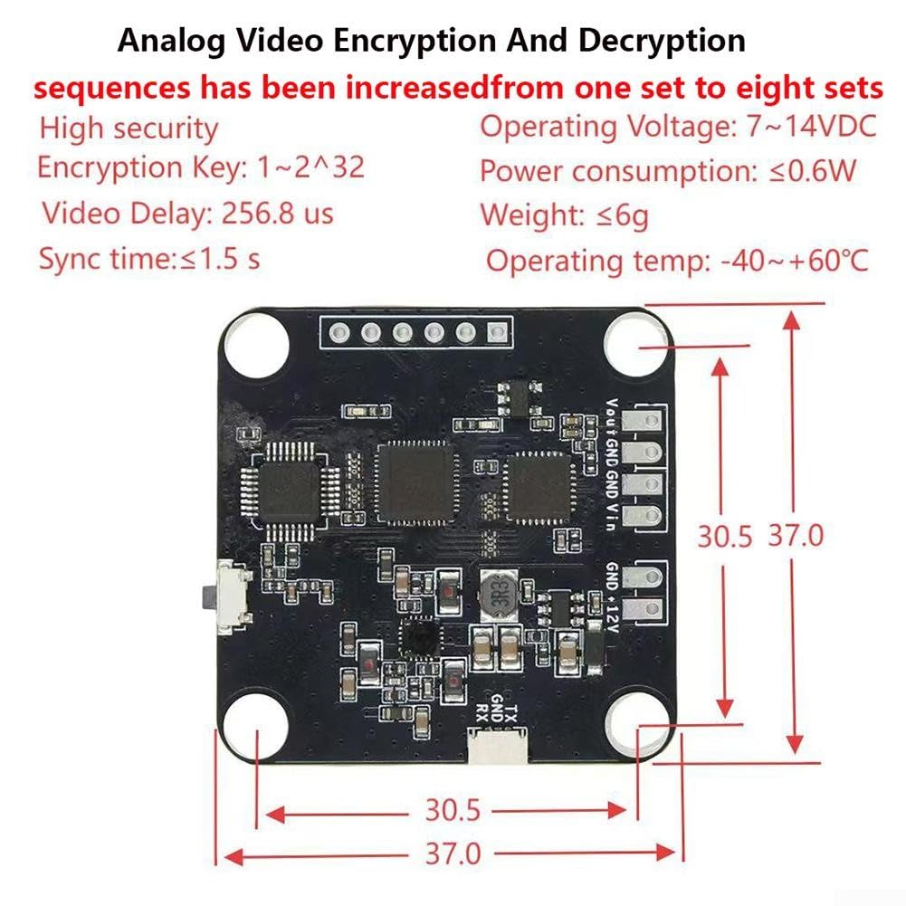 Kit di modulo di crittografia video analogica professionale, seconda generazione con funzione di decrittazione, 8 sequenze selezionabili, adattatore da USB a porta seriale per trasmissione e ispezione