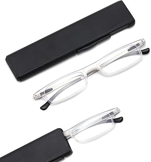 Ultra thin Lightweight Folding Reading Glasses Women Men TR90 Blue Light Blocking Anti UV/Eyestrain Foldable Compact Computer Readers Portable Unique Stretchable Slim Flat case Clear +1.25