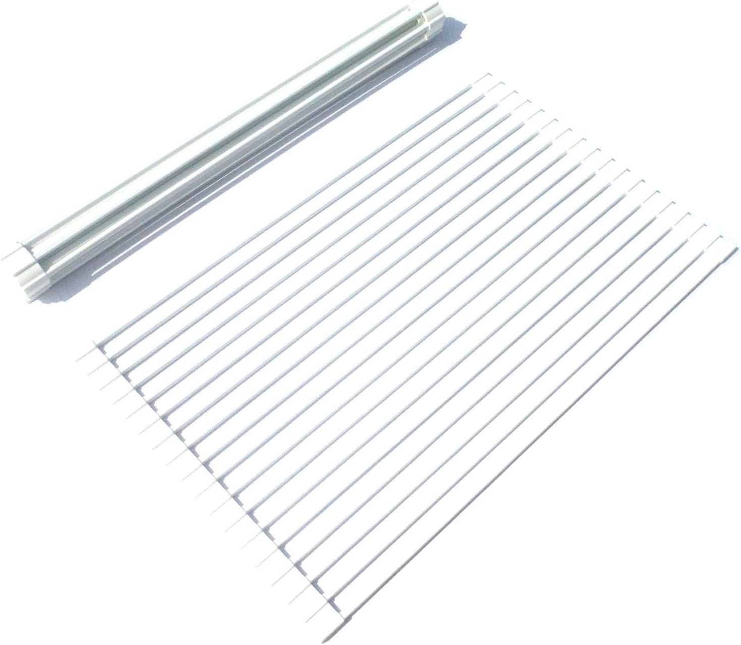 ULWHome Silicone Over Stainless Steel Multipurpose Roll-Up Dish Drying Rack - White