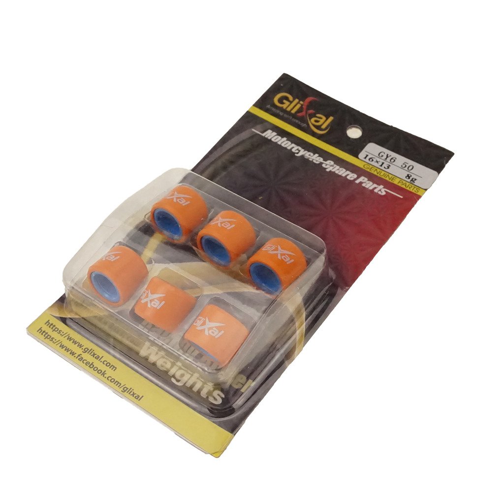 Lightweight Glixal 8g Racing Variator Roller Weights for GY6 50cc-100cc Engines (16x13mm)