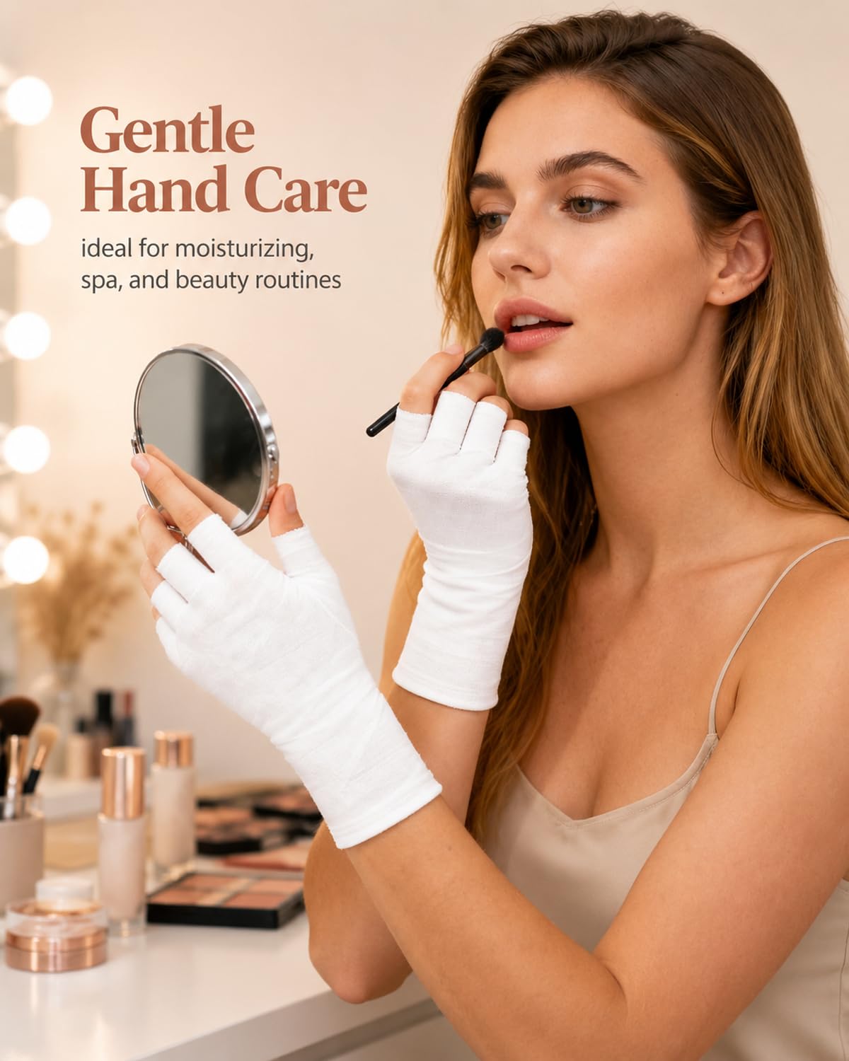 4 Paia Guanti di Cotone Senza Dita, Guanti Protettivi UV per Lampade Gel Unghie, Guanti Sottili per Mani Secche, Touchscreen Trattamento Spa (Bianchi)