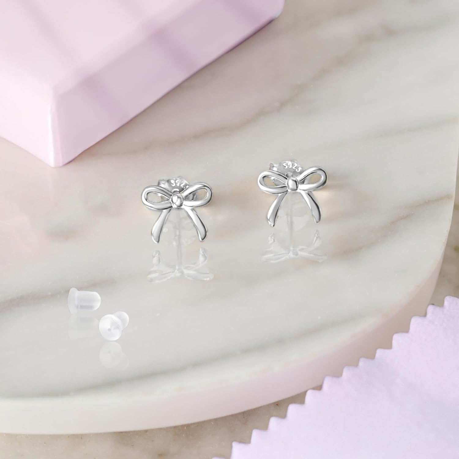 Tiny Bow Earrings for Women S925 Sterling Silver Bow Earring Stud Minimalist Small Ribbon Bowknot Earrings Coquette Party Statement Stylish Jewelry Gifts - Image 6