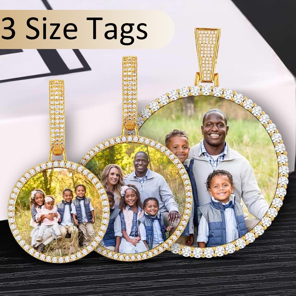 LATEEFAH Custom Large Circle Chain with Photo Memorial Photo Necklace Personalized Picture Necklace Pendant for Men & Women, Mothers Day, Valentines Day, Anniversary, Graduation2