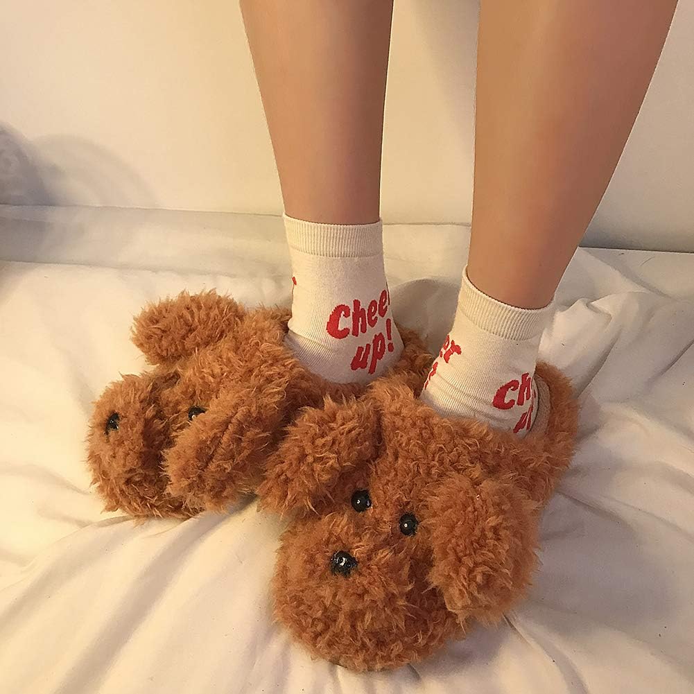 SGVAHY Slippers for Women Fuzzy Cute Slippers Indoor and Outdoor Slippers Teddy Dog Non-Slip Sole Cool Funny House Shoes Washable Slippers for Girls Teens Spring Autumn Winter - Image 7