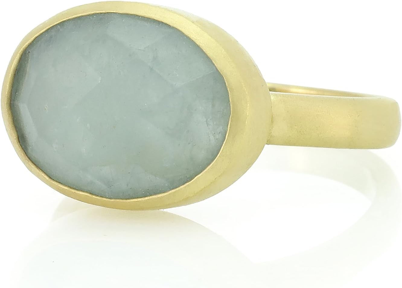 Natural Semiprecious Aquamarine Ring - Oval Bezel Set Gold Stacking Design, March Birthstone Jewelry - Elegant Ring for Women