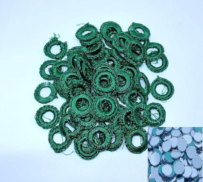 PMW - Mirror Frames with Mirrors for Embroidery, 8mm Inner, 1.7cm Outer, Green, 50 Pieces Set-picture-14