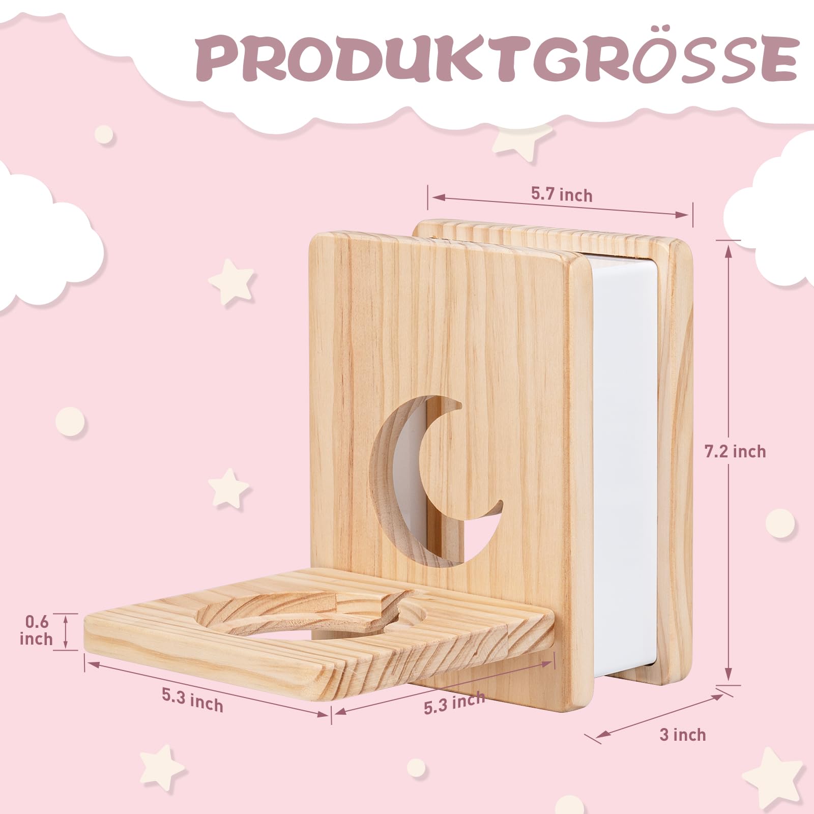 Tonie Box Étagère magnétique avec éclairage | Wooden Tonie Figurines Étagère pour 15 à 20 figurines Tonie | Rangement dans la chambre d'enfant pour filles et garçons