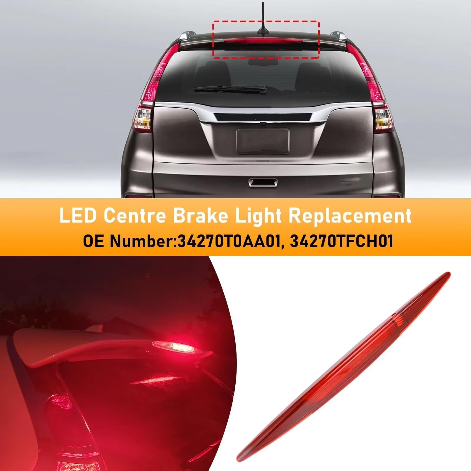 Luce Stop Terzo Freno Luce Stop Di Colore Rosso Bianco Montata In Alto Per CRV 2012 2013 2014 2015 2016 Terza Lampada Freno Aggiuntiva(Red)
