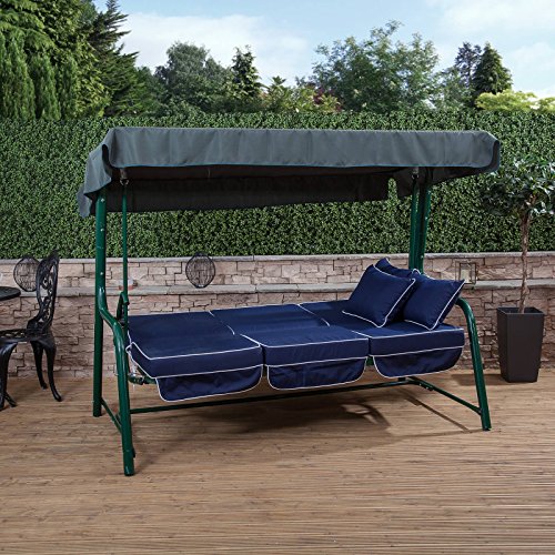 Alfresia Turin 3 Seater Reclining Swing Seat Green Frame Cream