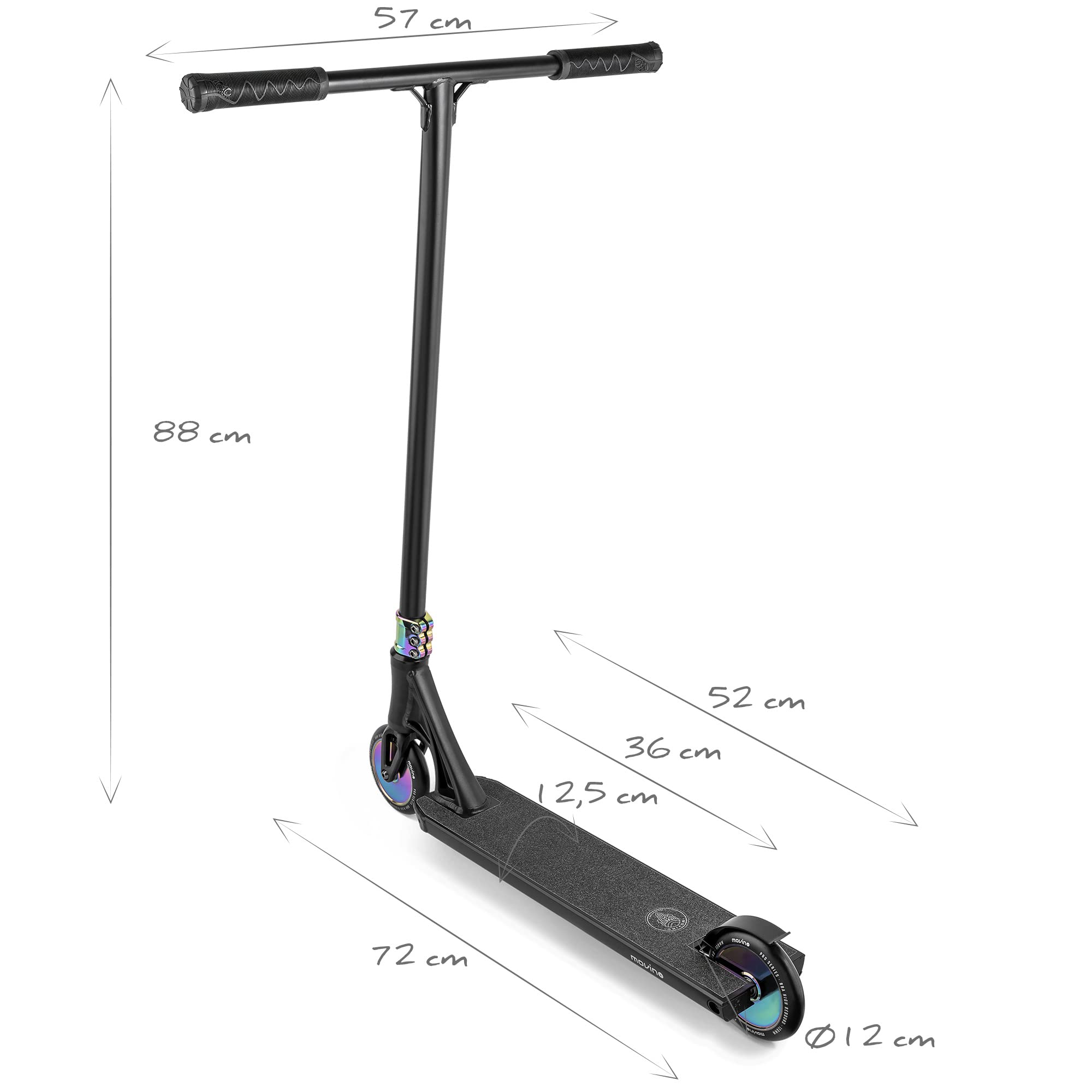 Movino Kraken Street Stunt Scooter Professionale | Monopattino Professionale | IHC | con ABEC 9 | Kickscooter con Ruota da 120 mm | Pedana in Alluminio 6061 | Peso 4,2 kg
