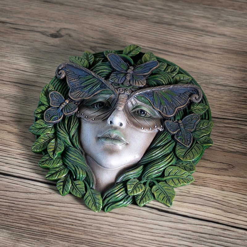 Pacific Giftware Whispering Forest Celtic Greenwoman Tree Lady Gaia Dryad Ent Native Earth Goddess With Butterfly Mask Foliage Wall Decor Plaque Figurine Tree of Life Mystical Creature Being Flora and Fauna