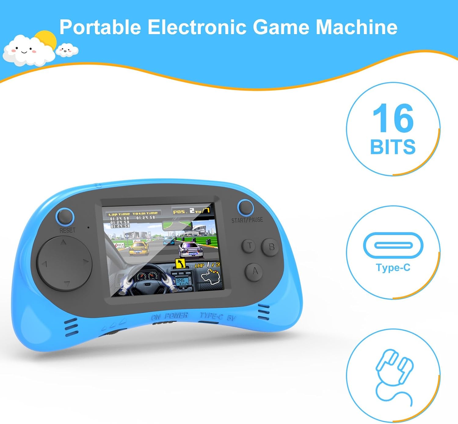 EASEGMER Kids Handheld Game Player - 220 Built-in Games, 2.5" IPS Display, Rechargeable & Long-Lasting - Ideal Travel Toys for Kids Ages 3-10 Boys & Girls