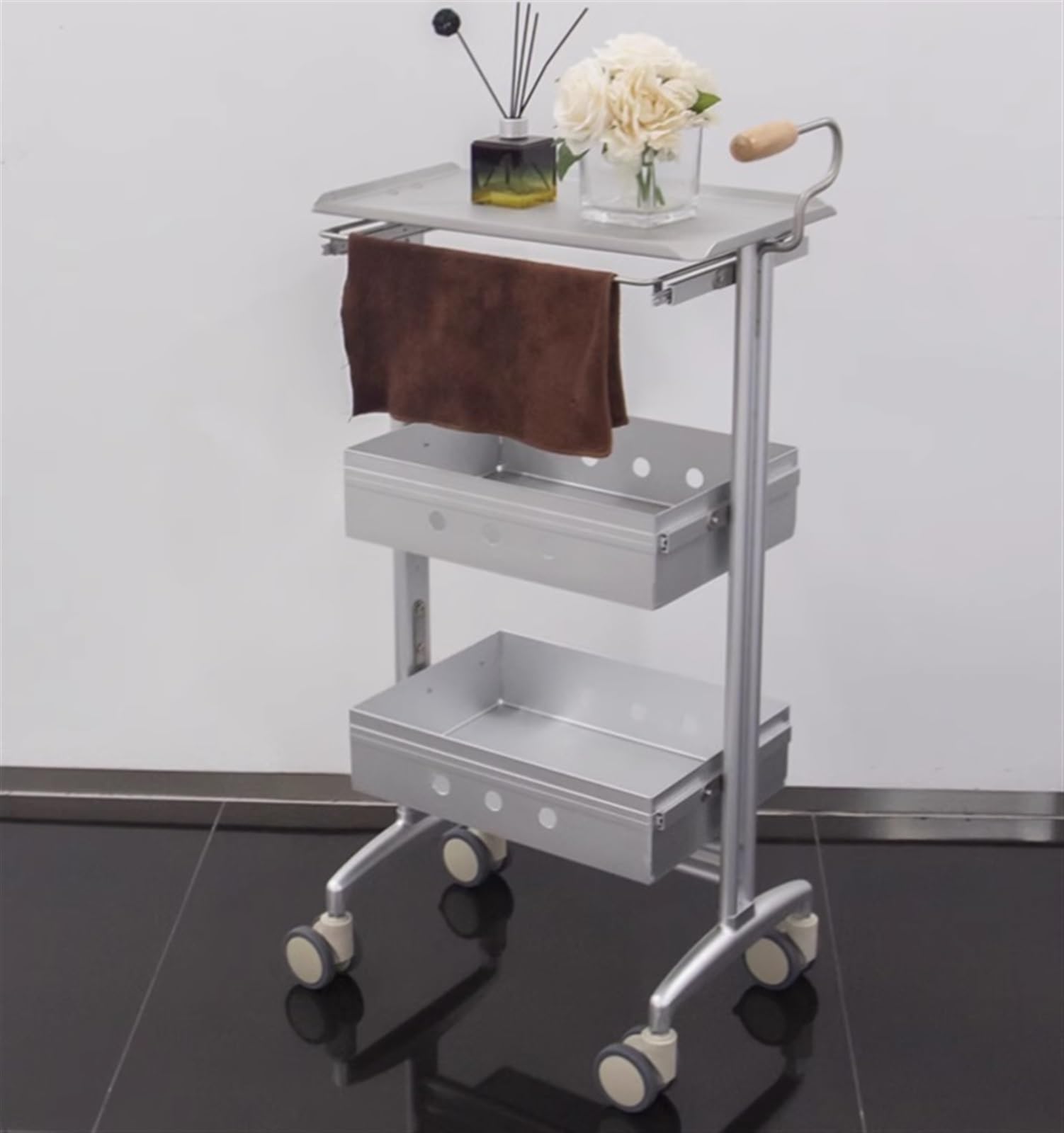 Wozek Fryzjerski 3-poziomowy Wózek Na Kółkach, Aluminiowy Do Salonu Kosmetycznego Z Kółkami, Użytkowy Sypialni, Tatuażu Wózek Kosmetyki