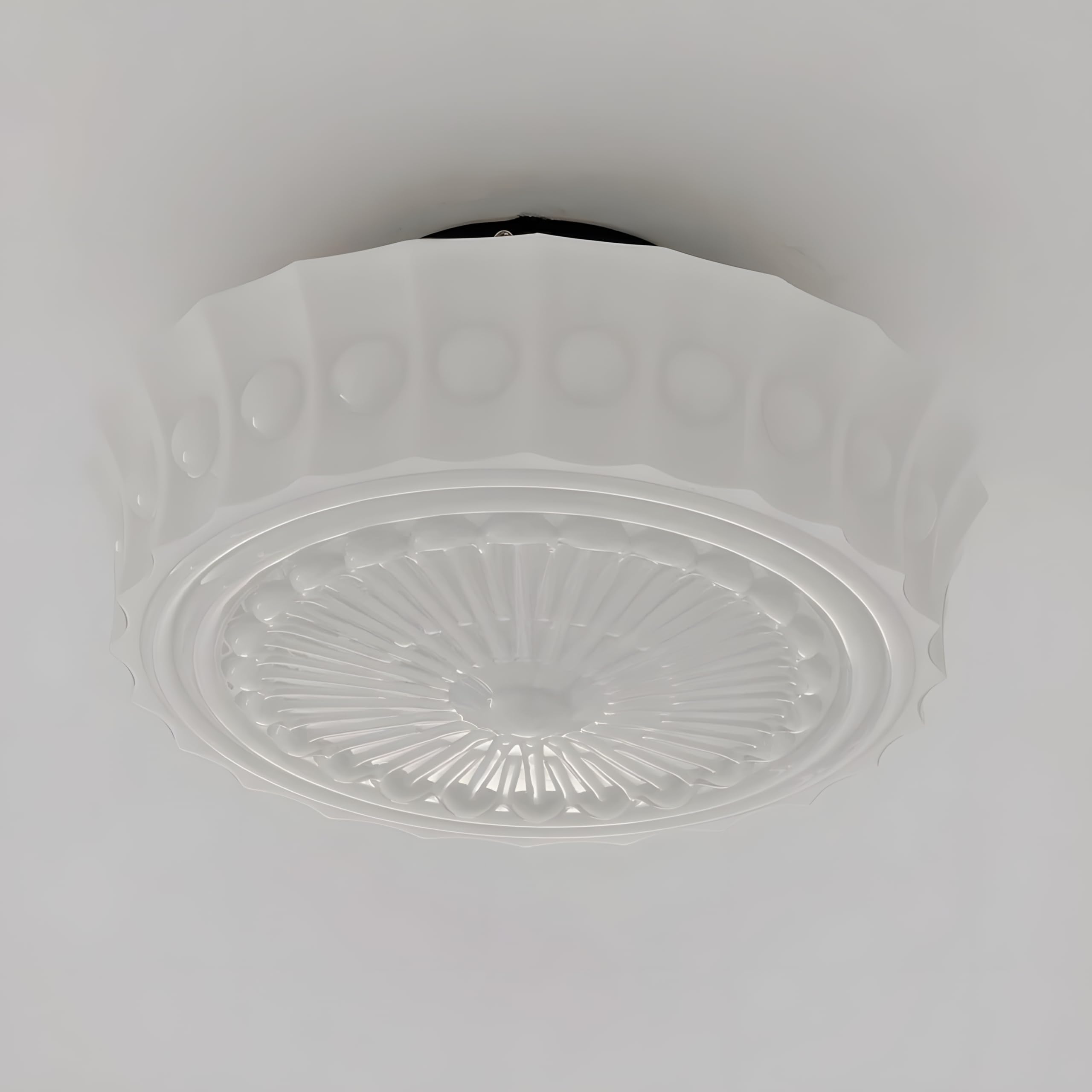Bofea-Milk White Glass Semi Flush Mount Ceiling Light Fixture Creative Sunflower Ceiling Lamp Vintage Schoolhouse Light Fixture Mid Century Modern Flush Mount Lights for Bedroom,Hallway,Kitchen.