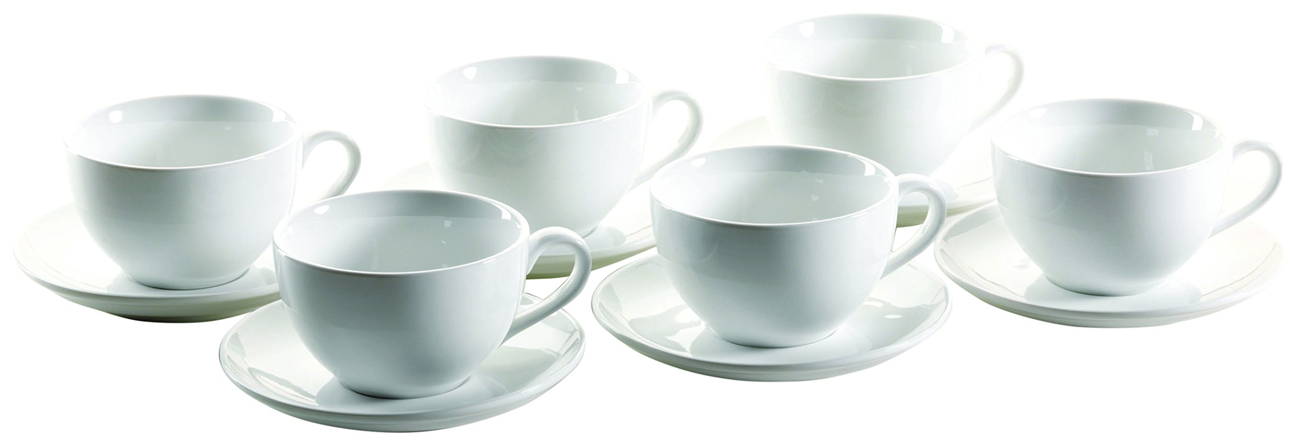 MÄSER, Colombia Series, Latte Cup with à 34 cl with Saucer à 16 cm, 12 Piece Porcelain Crockery Set for 6 People
