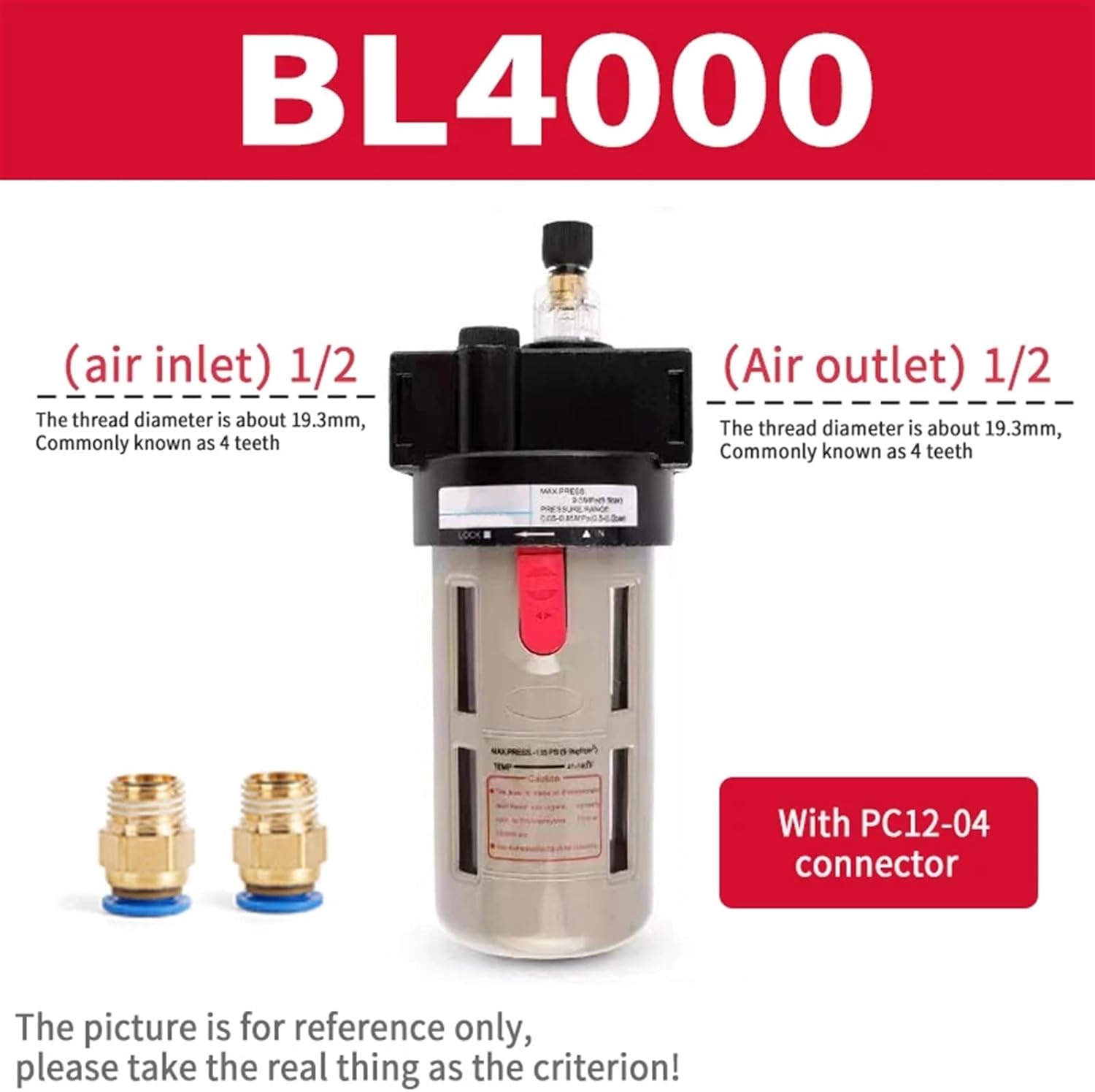 AL2000 BL2000 BL3000 BL4000 Air Compressor Lubricator Pneumatic Oil Mist Oil-water Separator(Color:BL4000 PC12)