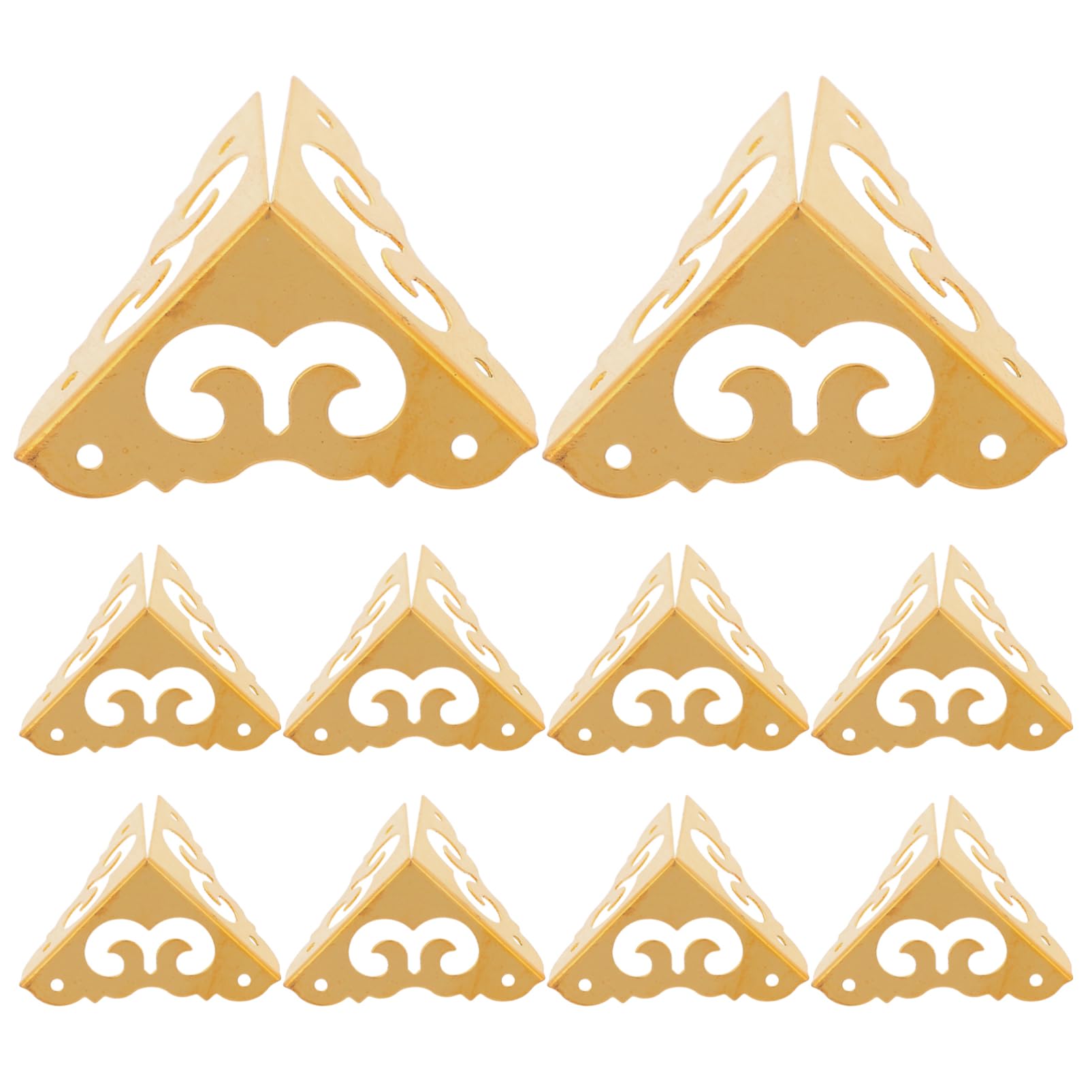 OSALADI 10pcs Metal Box Corner Protectors Vintage Cabinet Edges for Wood Furniture Chest Bracket Antique Corner Design