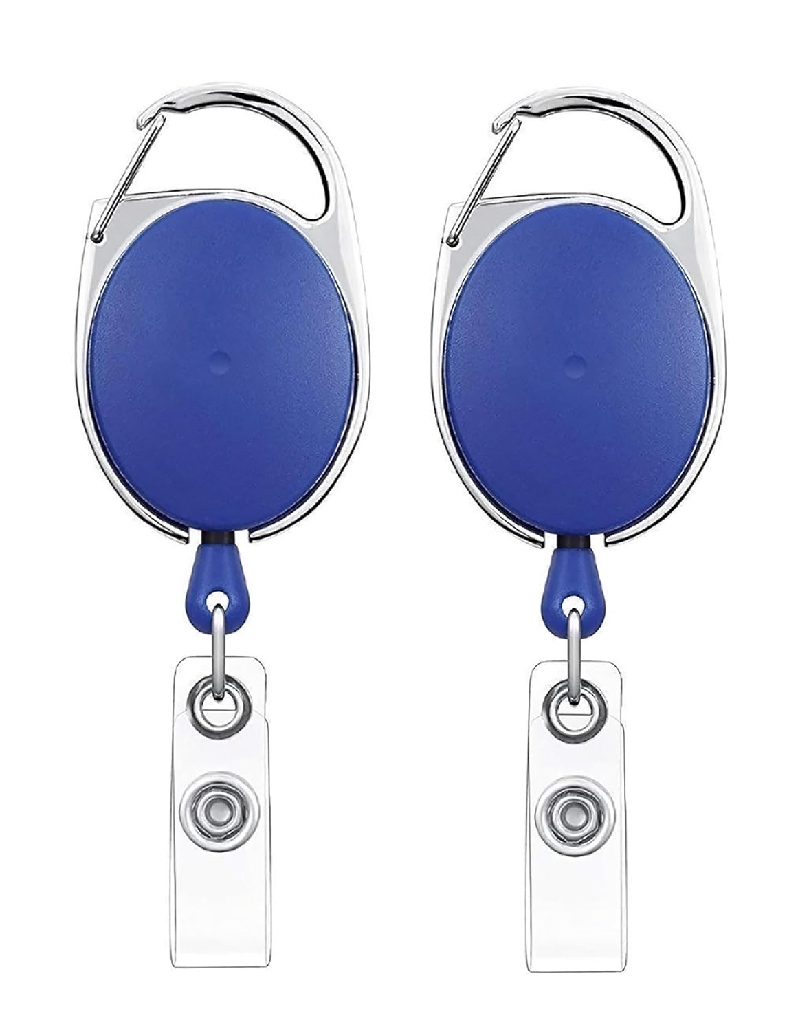 Oval Round Reel ID Card Holder, ID Badge Reel Clip On Card Holders (2