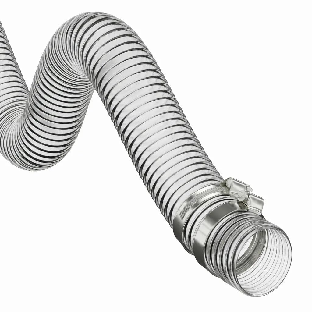 35mm ID - 3 METRE Clear Corrugated Pond Pump Pipe/Hose/Flexi TUBING + Hose Clips