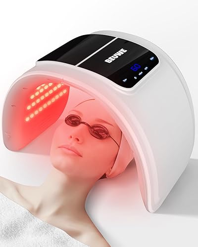 Miniatura 7 de Beuwe Máscara de terapia de luz roja, terapia de luz LED para cara, 7 colores, máscara facial con luz LED, herramienta de terapia de luz LED, equipo