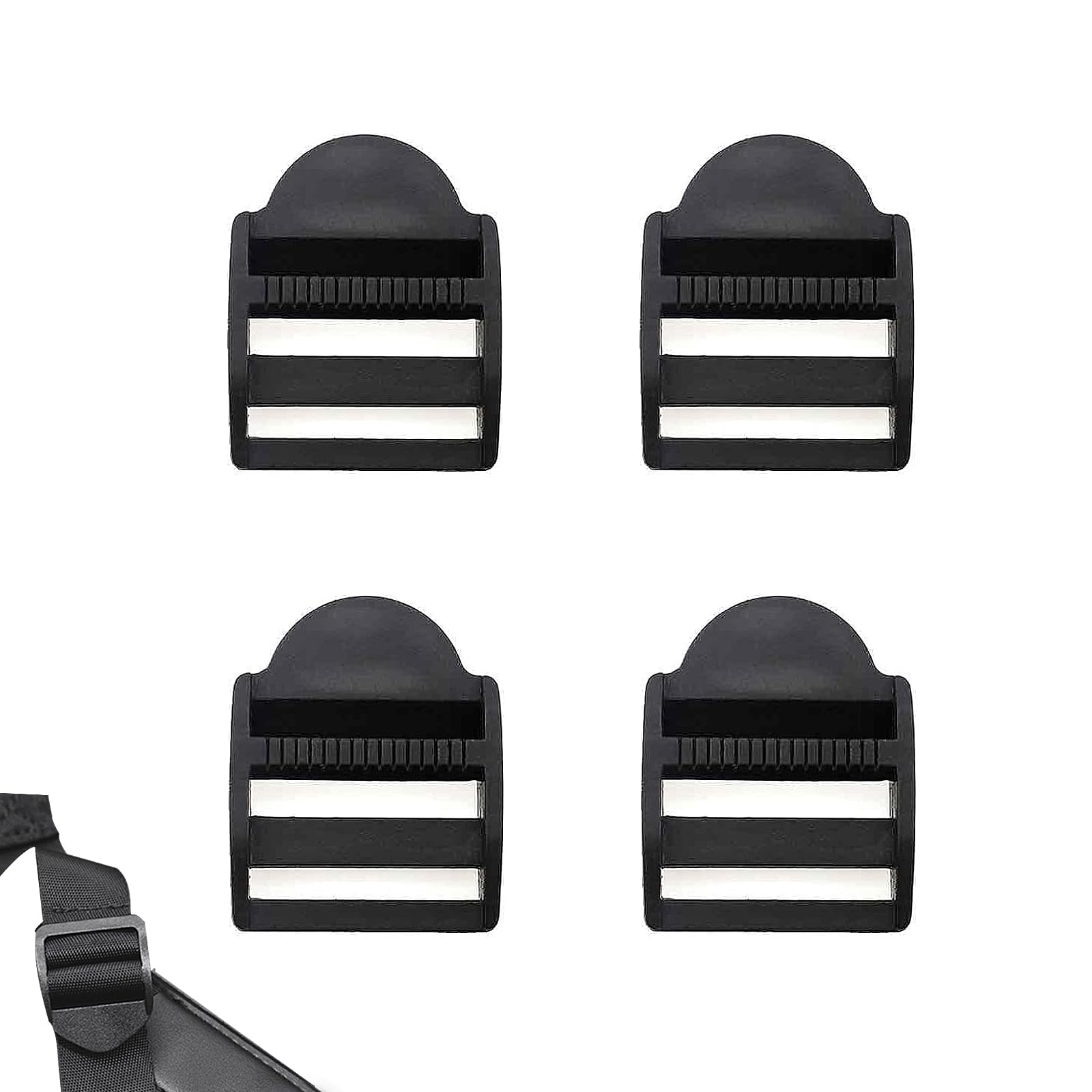 CUWERFO 4 PCS Backpack Buckle, Slider Adjustable Webbing Strap Release Buckles, Backpack Strap Clips, for Backpack, Webbing, Straps, Bags(Black 6.5 * 3cm)