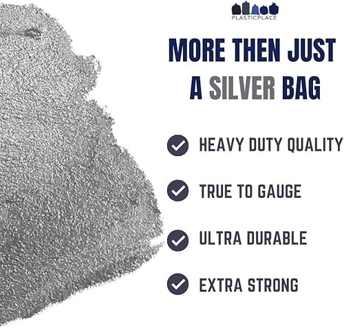 Miniatura 7 de Plasticplace Bolsas de basura de 32-33 galones │ 1.5 mil │ Revestimientos plateados para botes de basura │ 33 pies x 39 pulgadas (100 unidades)