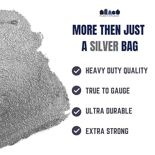 Miniatura 7 de Plasticplace Bolsas de basura de 32-33 galones  1.5 mil  Revestimientos plateados para botes de basura  33 pies x 39 pulgadas (100 unidades)