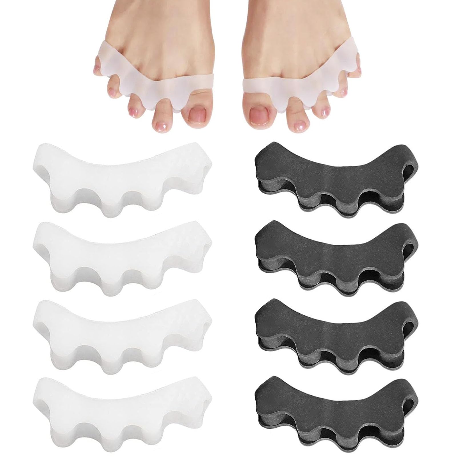 ZOCONE Separadores de Dedos de Los Pies, (8x) Separador Dedos Pie Silicona Suave Separador Dedos Pie Silicona Gel Universales Corrector de Dedos del Pie para Dedos Superpuestos Dedos Pie Martillo