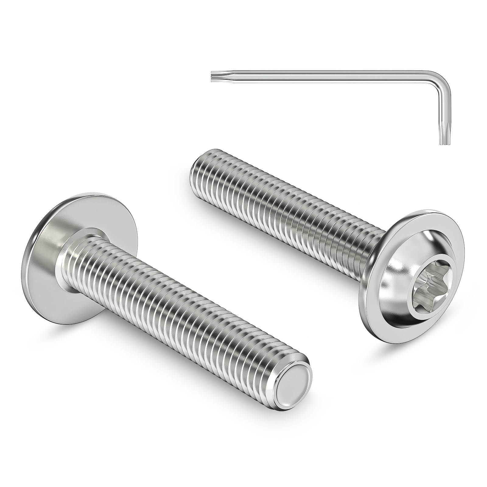 20 Stück M5 x 25 mm Linsenkopfschrauben mit Flansch Torxantrieb Edelstahl A2 V2A Schrauben Vollgewinde mit Torx Schlüssel