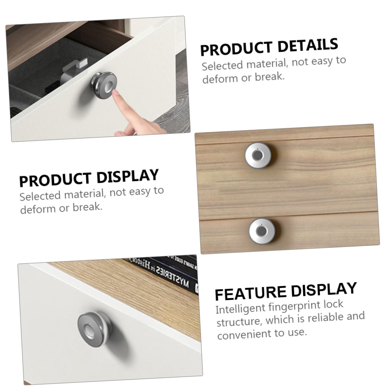 OSALADI 1pieza Cerradura De Drawer Inteligente Usb Recargable Huella Dactilar Seguridad Para Oficina y Hogar Material Durabilidad Consumo Energético