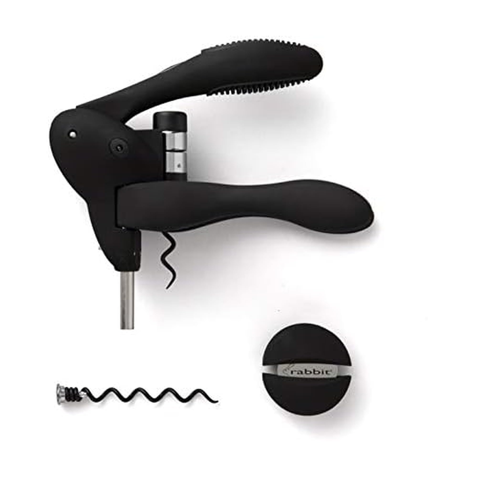 Rabbit Wine Corkscrew with Foil Cutter, Black
