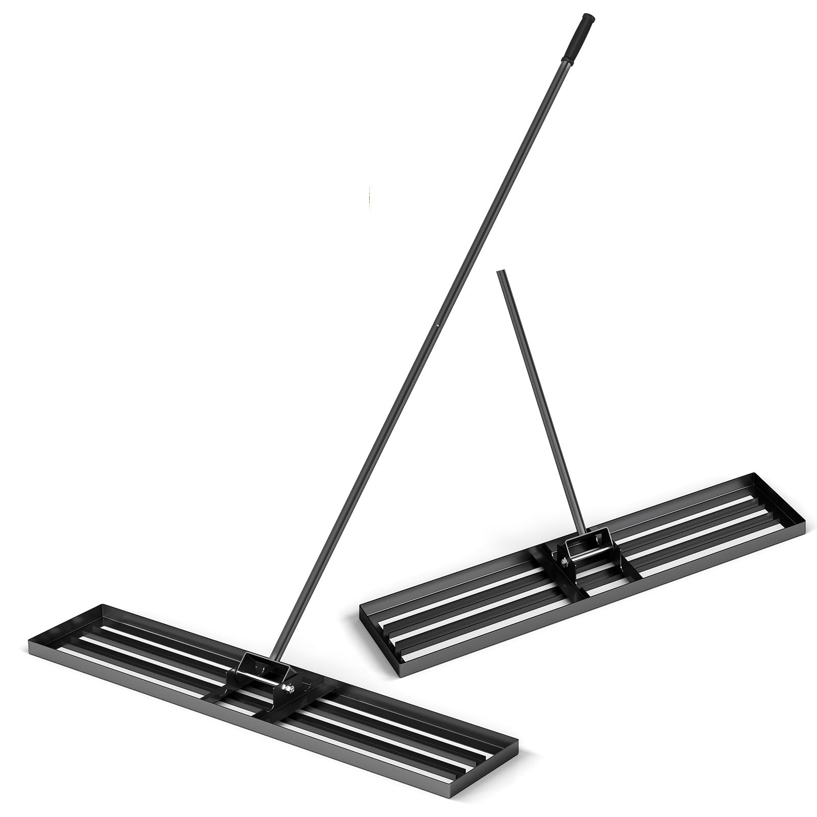 Rastrillo nivelador de césped, 30/36/42/46" x 10" con Mango ergonómico de 77", Herramienta Resistente para jardinería, Campo de Golf y Granja (117 x 25 cm, Negro)