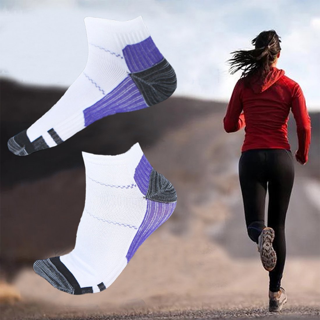 6 pares de calcetines de compresión, fascitis plantar deportiva, soporte de arco para correr, gimnasio, compresión de pies, para hombres y mujeres.