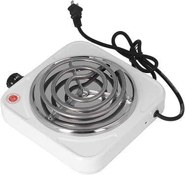 Electric Single Head Coil Burner, 1000W Counter Tabletop Stove, Portable Electric Hot Plate, Silent Heating, Stainless Steel