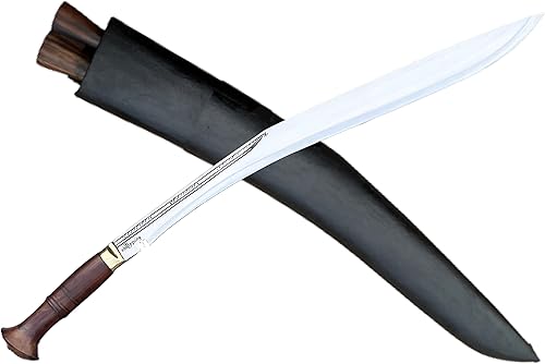 QT S - Cuchillo Kukri auténtico en total de 24 pulgadas grande 17 pulgadas cuchillo Sirupate Khukuri de hoja fija Gurkha Full Tang Kukri con funda