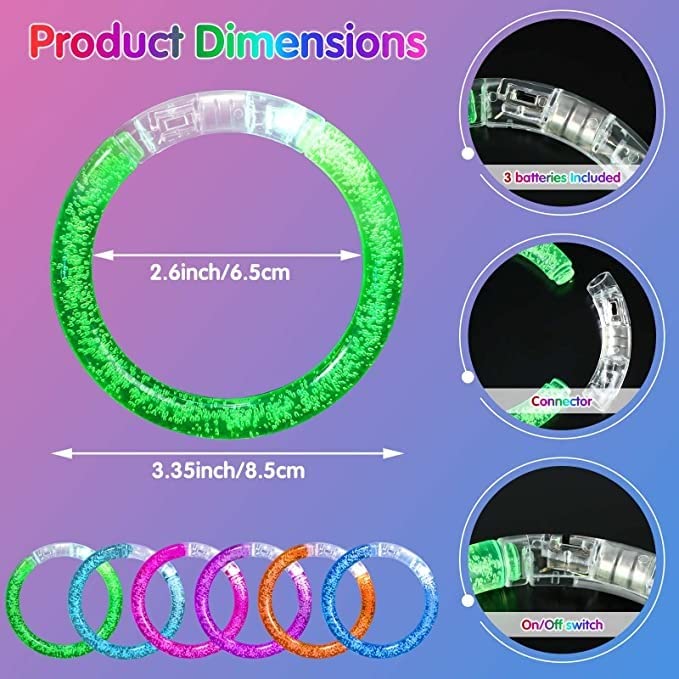 Neon LED Bangles for Parties - Pack of 2