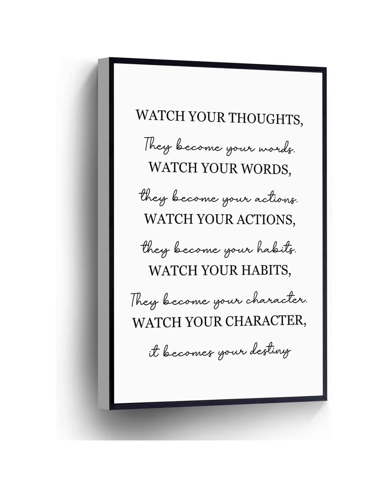 PKNVKZIDK Home Office School Decor Watch Your Thoughts They Become Your Words Canvas Print Lao Tzu Quote Inspirational Wall-Art Unframed,16x24inch(40x60cm)