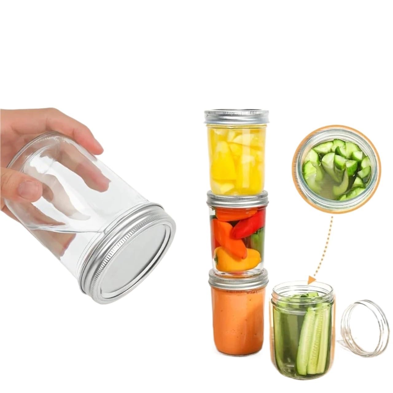 4 Uds tarros Mason con tapas sello transparente bandas frascos de vidrio for conservas for miel mermelada gelatina ensalada café para Cocina