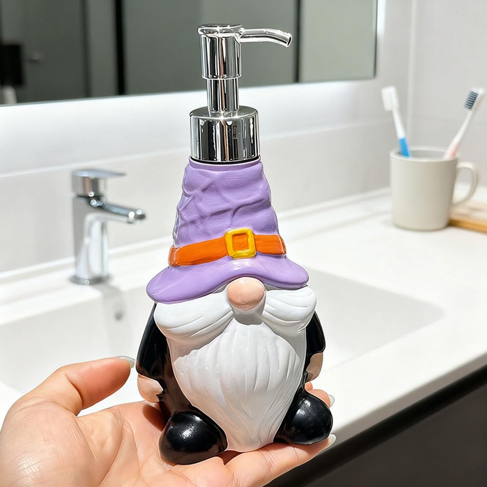 Hosoncovy Cartoon Elf Liquid Soap Dispenser with Pump,Pump Bottle Dispenser, Refillable Hand Wash Liquid Lotion Jar for Bathroom, Countertop, Kitchen