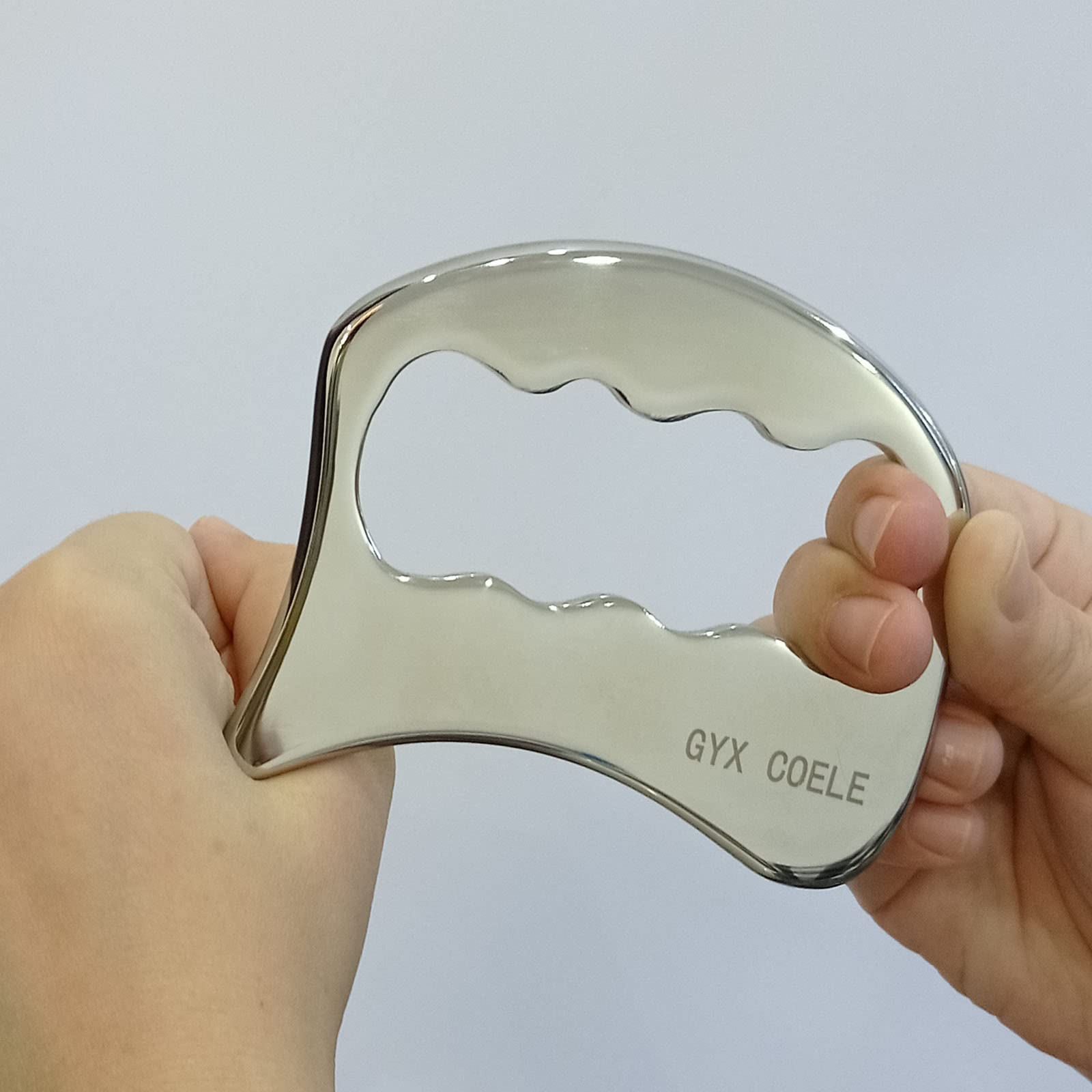 Juego de herramientas de masaje de raspado Gua Sha de acero inoxidable - Juego de herramientas IASTM gran herramienta de movilización de tejidos suaves (GYX COELE-6pcs)