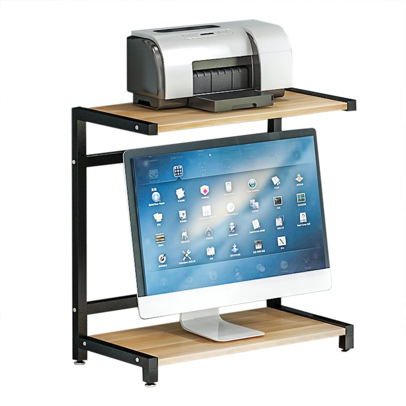 Stand di Stampa per Ufficio Printer Rack Desktop Fax Rack Display Rack Multi-Function Table Organizer con Rack di archiviazione Deposito e organizzazione Piccolo Spazio Staffa Scanner Fax