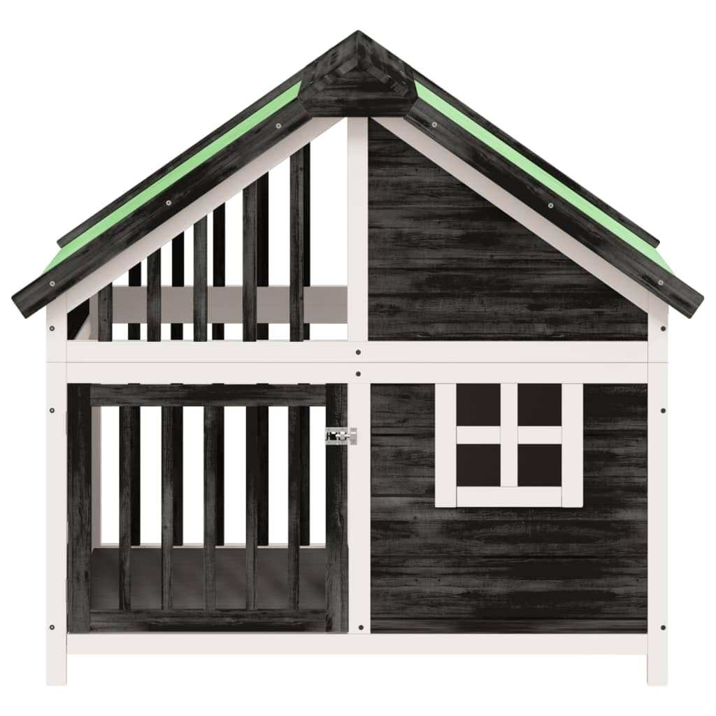 Caseta para perros gris de madera maciza de pino 96 x 60,5 x 87 cm con techo impermeable, gran entrada, protección segura para perros, cachorros, jardín, terraza al aire libre