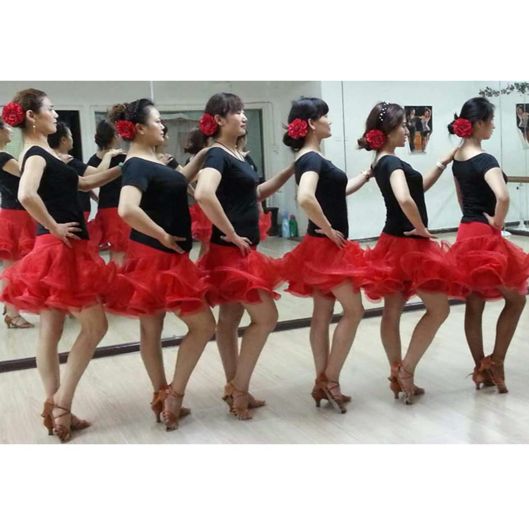 Kobietowa spódnica kobiet pod sukienką pod sukienką Waltz Ballroom Dancing Mini Petticoat Spódnica Łacińska cha cha taniec asymetryczny elastyczny tiulowa spódnica cosplay cosplay