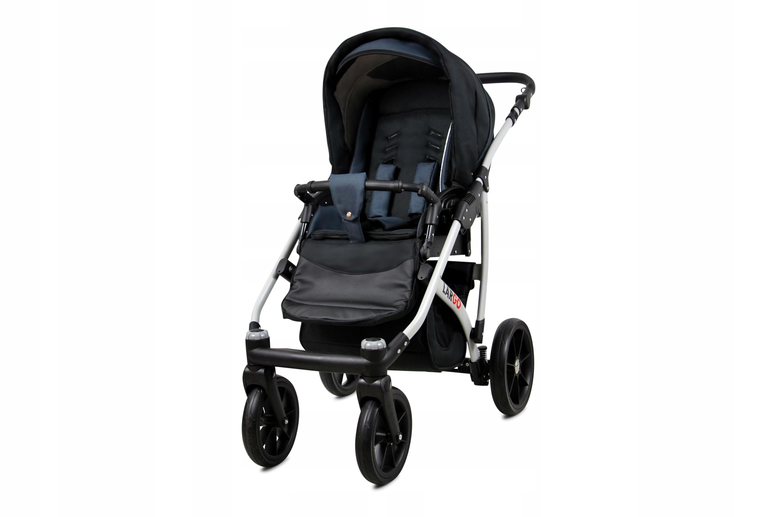 BabyLux® Zestaw wózków dziecięcych 3 w 1 – Largo – w zestawie wanienka dla niemowląt, fotelik sportowy, fotelik samochodowy – zestaw wózków dziecięcych z torbą do przewijania, osłoną przeciwdeszczową