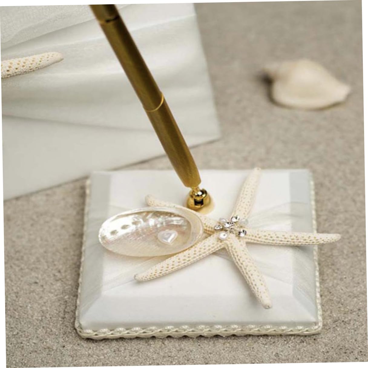 ibasenice Libro degli Ospiti per Registrazione Messaggi e Presenza Stile Spiaggia Matrimonio con Copertina Bianco ad Anelli per Cerimonie e Fidanzamenti
