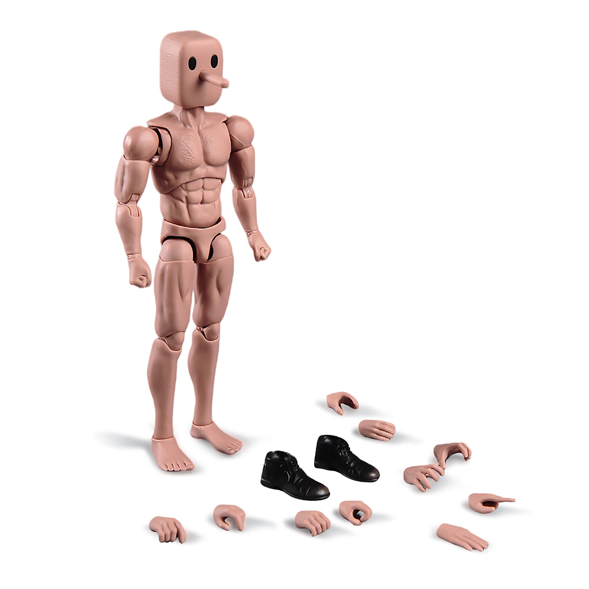 1/12 Scale Muscle Male Action Figure 6in Flexible Strong Notaman Square Head Male Figure Body Doll Miniature Figure with Head Sculpt NT-01