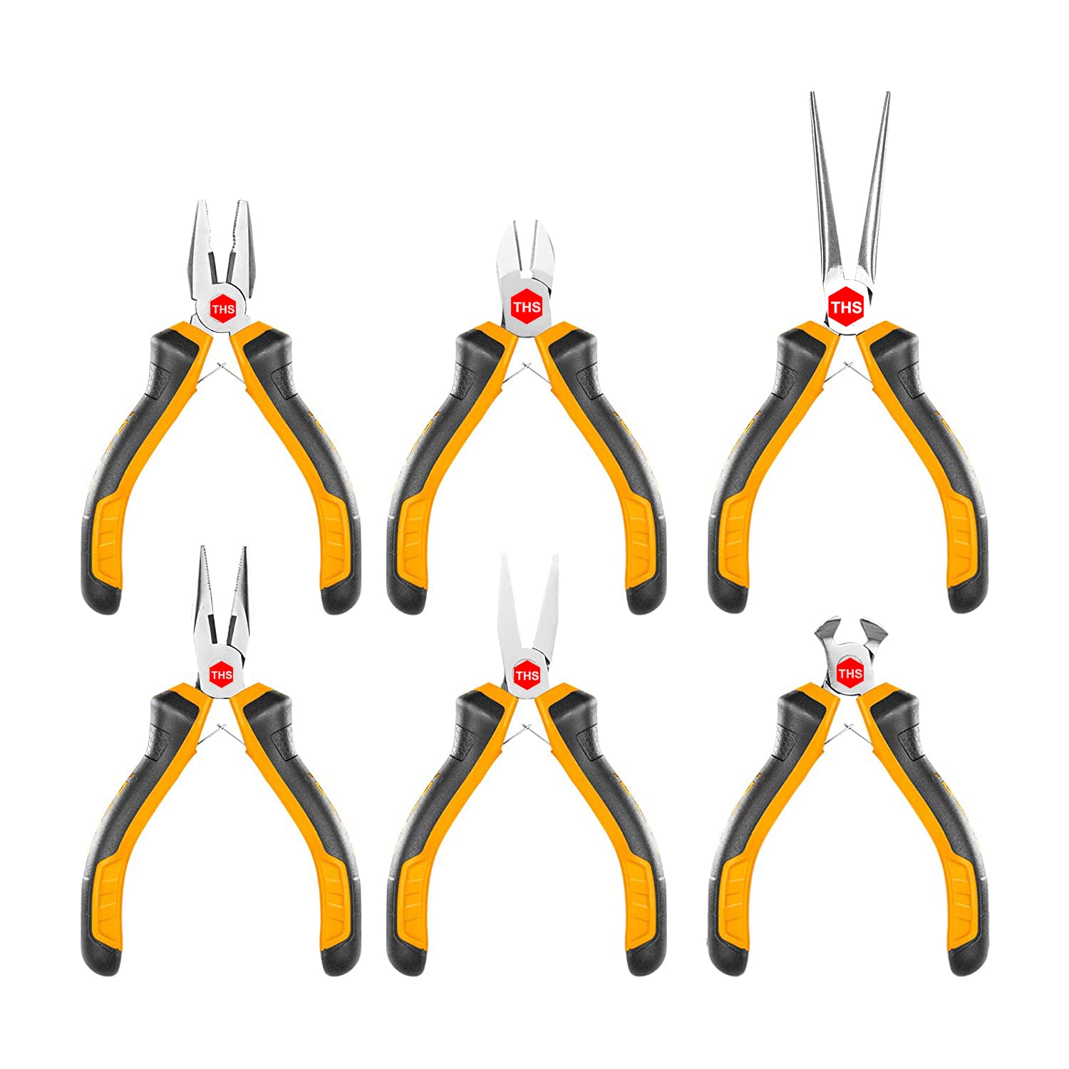 Sponsored Ad - HMPS06115 mini plier set, Including 4.5 Inch combination pliers, Diagonal and End cutting pliers, Needle, Long and Flat nose pliers - Multicolor